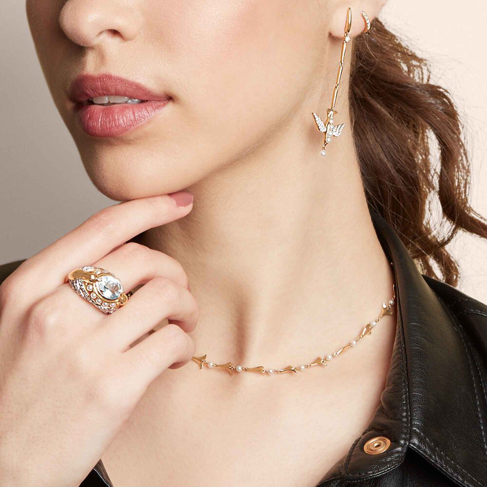 18ct Gold Aquamarine Diamond Lovebirds Ring | Annoushka jewelley